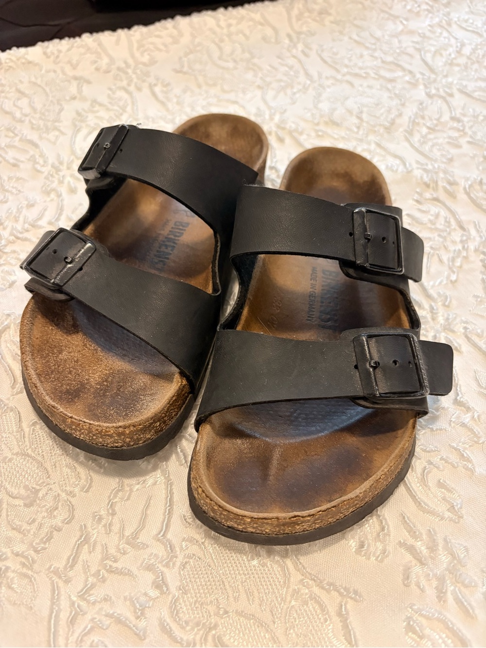 Birkenstock Black Double-Buckle Slide Sandals, Size 36